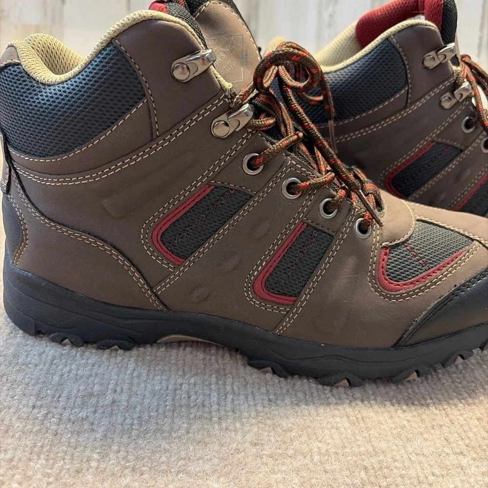 St. John’s Bay Outdoor Hiking Boots — Brown/Black/Red — Size 8.5